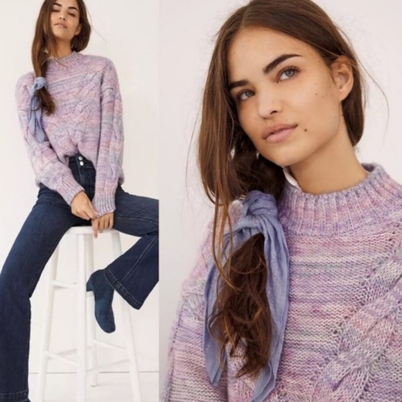 Anthropologie Maeve Pink Purple Rachel Textured Sweater Size Small Romantic - Picture 1 of 7